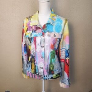 Simply Art By Dolcezza Colorful  Jacket with Artistic Design Large (5556)